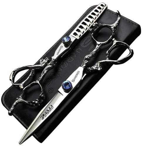 Sharonds lila 5.5/6 /7 Zoll exquisite High-End 440C professionelle Haar Schere Friseur Salon gewidmet Werkzeug (6-Zoll 2-teiliges Set-B)
