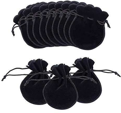nbeads 200 Stück Samtbeutel Kleine schwarz Schmuck Kordelzug Taschen Geschenk Verpackung Beutel für Hochzeit Weihnachten, 9×7 cm