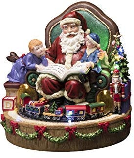 Konstsmide LED Szenerie Weihnachtsmann mit Kindern und Zug, wählbare Energiefunktion und 8 klassischen Weihnachtsliedern, 12 bunte Dioden, 4.5V Innentrafo/batteriebetrieben, Innen - 4215-000