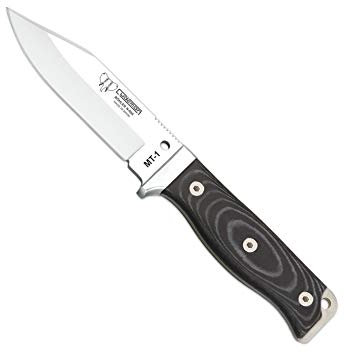 Cudeman Cuchillo 295-MC MT-1 + Kit Completo supervivencia hoja de acero Böhler N-695 de 11 cm y empuñadura de micarta negra de 11,5 cm para caza, pesca, supervivencia y bushcraft + Portabotellas