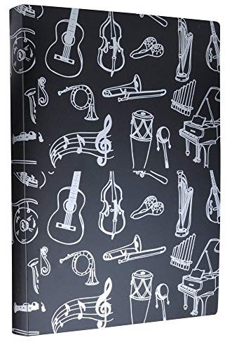 Notenmappe A4 Notenmappe Papier, Dokumente, Musikthema, 40 Taschen, Aufbewahrungsmappe