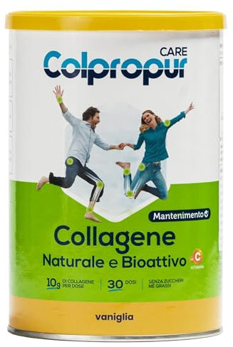 Colpropur Care Gusto Vaniglia – Collagene Idrolizzato in Polvere da Bere - Peptidi di Collagene, Collagene da bere per Integratore per Ossa, Cartilagini, Pelle e Denti – 300g