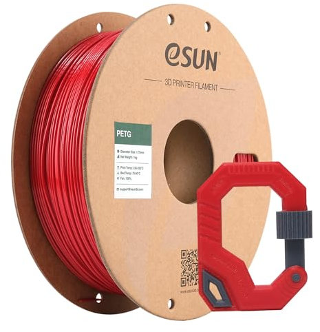 eSUN PETG Filament 1.75mm, 3D Drucker Filament PETG, Maßgenauigkeit +/- 0.05mm, 1kg Spule (2.2 LBS) 3D Druck Filament für 3D Drucker, Feuerwehrauto Rot