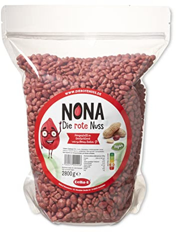 NONA Die rote Nuss - 2800g - geröstete dragierte Erdnüsse mit rotem Zuckerüberzug - Partysnack - Süße Nüsse - Die roten Erdnüsse - Deutsche Produktion