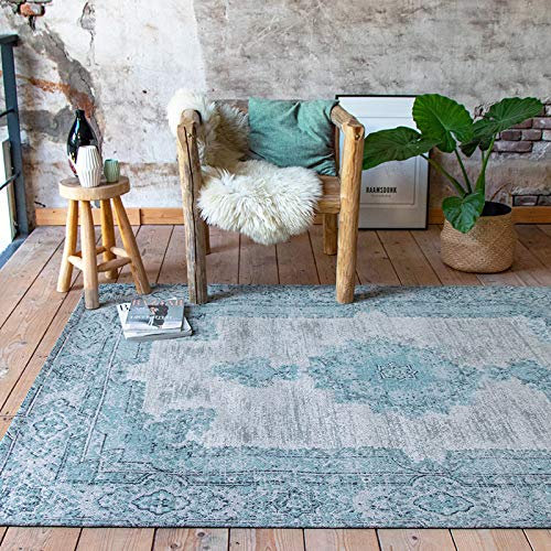 FRAAI Teppich Vintage - Dreams Mint Türkis 160x240cm - Baumwolle - Flachgewebe - Vintage - Wohnzimmer, Esszimmer, Schlafzimmer - Rug