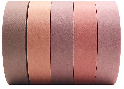 EnYan Solid Color Washi Tapes Set, 5 Rolls Basic Collection Decoration 10mm Wide Japanese Masking Decorative Tapes for Bullet Journal Planners DIY Crafts Arts Scrapbooking Adhesive
