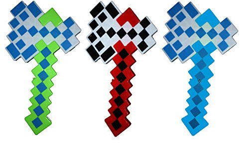 The Dragons Den Flashing 8-Bit LED Pixel Block Survival Craft Light-Up SFX Hatchet Axe Prop [All 3 Hatchets]