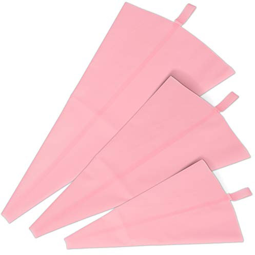 MoNiRo Lot de 3 poches à douille en silicone réutilisables Rose
