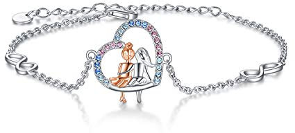 VONALA 925 Sterling Silber Schwester Herz Armband, unendlichkeitszeichen Schmuck Freundschaft Geschenke für Damen Mädchen (Schwester Kristall)
