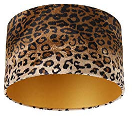 QAZQA Klassisch I Antik Velours Lampenschirm Leopard Design 35I35I20 Gold I Messing innen,