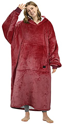 Kato Tirrinia Coperta con cappuccio Regalo, felpa oversize sherpa, felpa coperta gigante con ampia tasca frontale, coperta con maniche, maglione coperta per adulti, uomini, donna, fidanzata, moglie