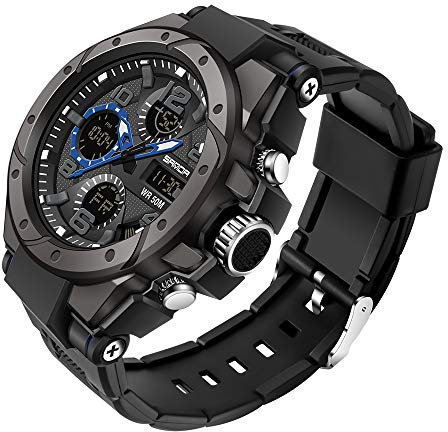 Reloj militar digital para hombre, deportivo, táctico, militar, reloj de pulsera electrónico, impermeable, LED, luminoso, cronómetro, despertador, esfera grande, doble hora, analógico, multifuncional,