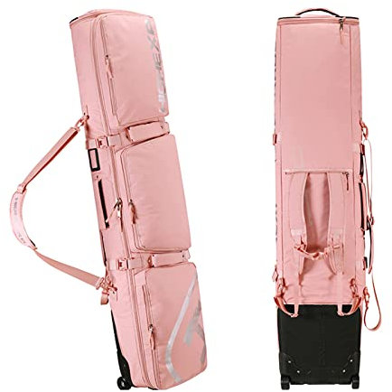 JHKGY Snowboardtasche Mit Rollen -Skirollertasche Für Einzel-/Doppelbretter,Reisetasche Für Single Snowboard Und Snowboardboots,Für Männer/Frauen Flugreisen,Rosa,165×36×18cm