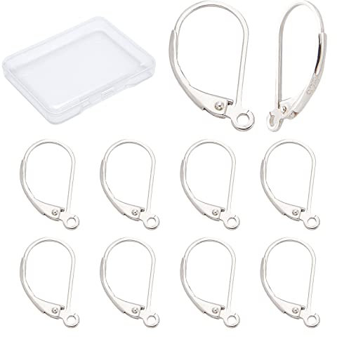 CREATCABIN 1 Box 10Stk Brisuren-Ohrringe Haken 925 Sterlingsilberplattierte Brisuren-Ohrhaken Aus Messing Französische Ohrhaken Mit Offener Schlaufe Hypoallergen Für Männer Frauen Styling-Ohrringe
