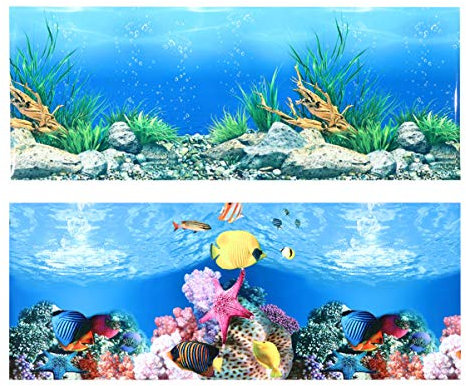 UKCOCO Aquarium Background Double Sided 3D Fish Tank Background Aquarium Wallpaper Aquarium Tank Poster Background Sea Fish Aquarium Decor Background Tank Background 122 cm