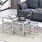 JaHECOME Juego de 3 mesas auxiliares de mesa auxiliar, estructura de acero inoxidable y cristal templado para salón, diseño moderno (cristal gris plateado y cristal)