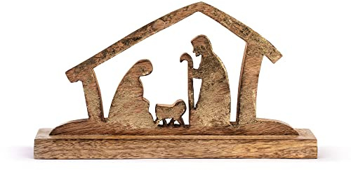DEMDACO Weihnachtskrippe aus Mangoholz, natürlich, braun, 22,9 x 12,7 cm