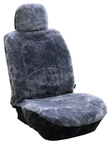 Sitzbezug aus echtem Schaffell, Lammfell, Winter-Autositzbezug, Lammwolle, Schaffell, flauschiges Lammfell, Autozubehör mit gebogenem Muster (Grau mit etwas bläulicher Tönung)