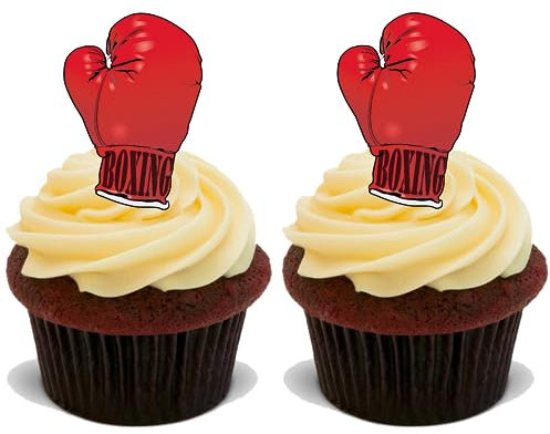 30x BOXING GLOVES Premium Edible Stand Up Rice Wafer Cup Cake Toppers D1