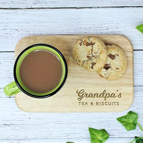 eBuyGB Grandpa's Tea & Biscuits Board, Wooden Treat Board, Snack Tray, Father's Day, Birthday Gifts for Grandpa, Brown