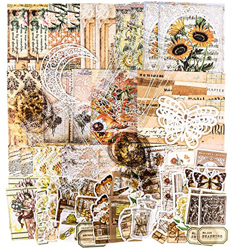 Vintage Scrapbooking Stickers Pack for Journaling Aesthetic DIY Decorative Paper Sticker Washi Planner Stickers for Art Aesthetic Journaling Planners Scrapbook Supplies,100 Pcs