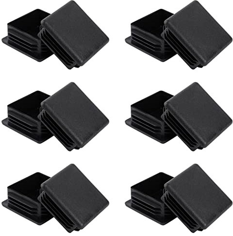 Lot de 12 Bouchons à ailettes carrées Bouchons de Tuyau en Plastique Capuchons de Pied Noirs 50 x 50 mm Bouchons à ailettes pour Tuyau carré Bouchons carrés en Plastique