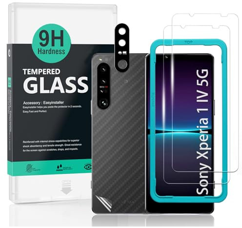 Ibywind 2 Pezzi Pellicola Protettiva per Sony Xperia 1 IV 5G(6,5 Pollici)+1 Pezzo Protettore Len Della Fotocamera+1 Pezzo Pellicola Posteriore,9H Durezza Vetro Temperato,HD Clear,Senza Bolle