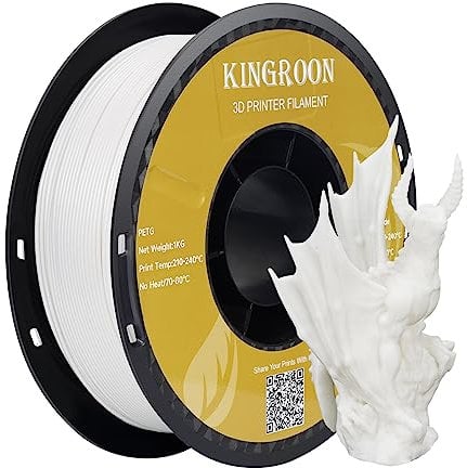 Kingroon PETG-Filament für 3D-Drucker, Maßgenauigkeit +/- 0,03 mm, 1-kg-Spule, 1,75 mm, Weiß
