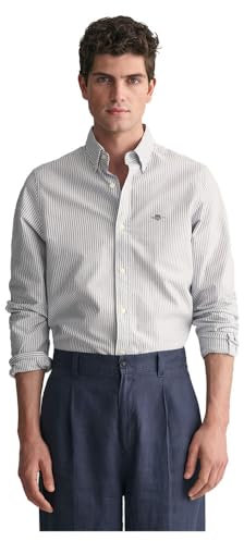 GANT Men's Slim Oxford Banker Stripe Shirt, Persian Blue, 3XL