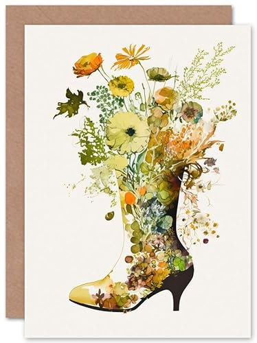 Artery8 Wildblumen Strauß High Heel Stiefel Vase Natur Geburtstagskarte