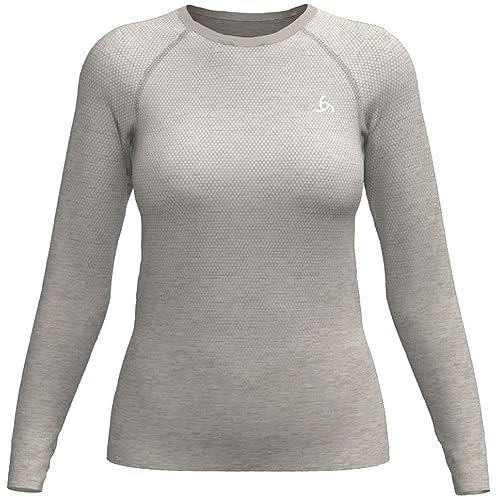 Odlo Damen Langarm Laufshirt Essential Seamless, Silver Cloud Melange, M