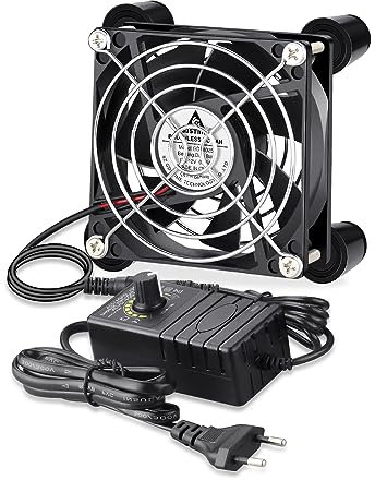 GDSTIME Lüfter 230v 80mm PC Lüfter 230v 80x80 Gehäuselüfter 80mm 220V Dual Kugellager 4V-12V Einstellbare Geschwindigkeit 4500 U/min für Computer Laptop Av-Schrank Router