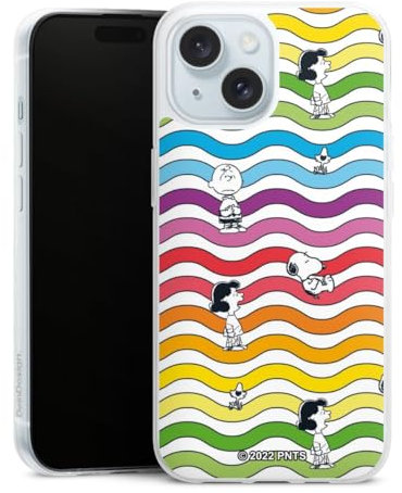 Slim Case extra dünn kompatibel mit Apple iPhone 15 Silikon Handyhülle transparent Hülle Snoopy Muster Peanuts