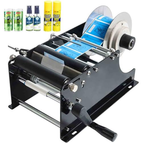 CGLYYDS Manual Round Bottle Labeling Machine,Bottle Label Applicator Machine 26-130mm Label Width,Adjustable Bottle Labeler Semi Automatic Label Applicator for Bottles