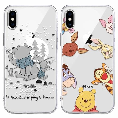 FGIAZDU 2 Pack Anime Phone Case for iPhone Xs Max,Cute Bear Tiger Cartoon Cover Aesthetic Character Cases for Girls Boys Women Kids,Soft TPU Shockproof Protective Funda for iPhone Xs Max 6.5 Clear