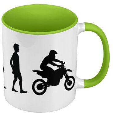 Premium Quality Colour Mug – Evolution Motocross Biker Motorcycle Dirt Bike – Mug with Handle and Coloured Interior Green