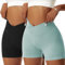 Vertvie Damen 2/3/5 Pack Gym Shorts V Cross Scrunch Butt Push Up Yoga Shorts Stretch Fitness Hosen High Waist Nahtlos Kurz Leggings Butt Lift Workout Booty Sportshorts (2pc Schwarz/Eggshell Blau, L)