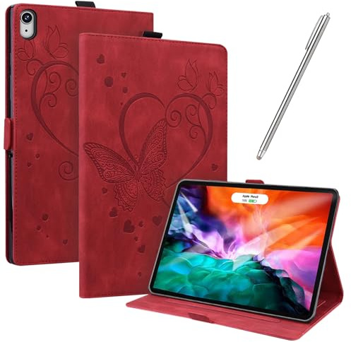 JayModCase Hülle Kompatibel mit iPad mini 6 (8,3-Zoll,2021 Model,6th Generation) PU Leder Schutzhülle Standfunktion Kartenschlitz Stifthalter Flip Cover (Rot)