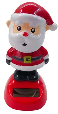 Recitem Figurine de Noël solaire - Élan - Père Noël oscillant - Jouet pour la maison, le bureau - 1 pièce (homme à grande tête)