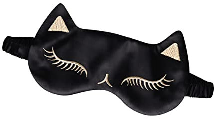 GLEAVI Seidige Augenmaske Katze Mit Kühlendem Kompressen-Effekt Verstellbarer Riemen Leichte Schlafmaske Für Zuhause Und Reise Bequeme Augenbinde Gegen Müdigkeit Für Frauen Und Mädchen