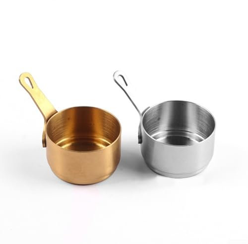 Drhomeam Olla de leche de acero inoxidable antiadherente, cacerola pequeña con asa para calentar leche, cocinar gachas de avena (oro (60 ml), J0T63059PCUMGO4YV2W01R959