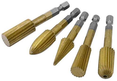 Limas rotativas de acero rápido | Juego de fresas rotativas para fresado de madera, 5 piezas | Taladro giratorio, amoladora de aire, para bricolaje, carpintería, tallado, grabado, taladro, herramienta