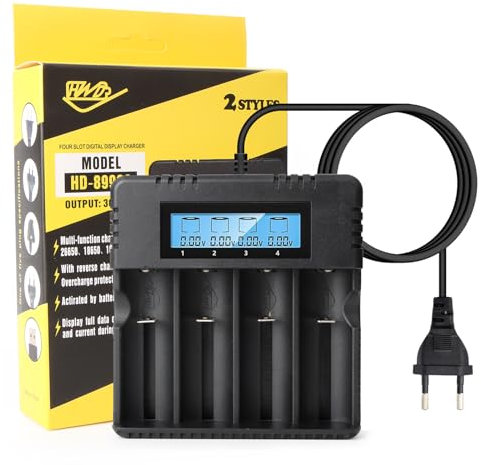 Lhdfyqt Chargeur Accu 18650, LCD Chargeur de Piles, Chargeur Piles Rechargeable, Chargeur Rapide 18650, Chargeur de Batterie 18650, pour 3.7V 26500/14500/16340/26700 Lithium