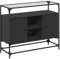 vidaXL Sideboard, Kommode mit Glasplatte, Anrichte Schrank für Wohnzimmer, Highboard Beistellschrank Mehrzweckschrank, Schwarz Holzwerkstoff