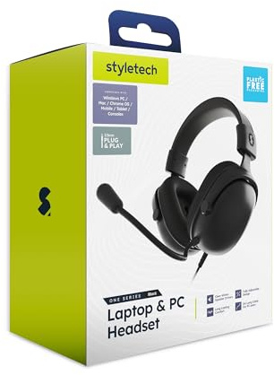 styletech Laptop and PC Headset compatible with Windows, Mac and Console - Black