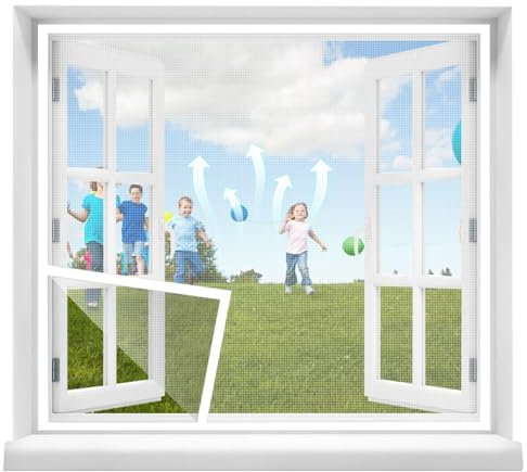 Correderas Mosquitera Ventana Kit 120x165cm Mosquitera Universal Mosquiteras de Ventanas para Bloquear Mosquitos Cortina de Malla Antiinsectos DIY no requiere perforación, Blanco