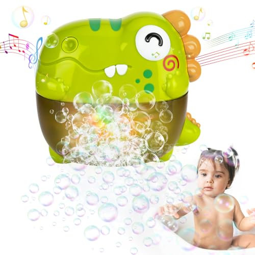 Jouet de Bain pour Bébé Jouet Piscine Bebe 1 2 3 Ans, Dinosaure Jouet Bain Bébé Machine a Bulle, Jouet Enfant 1 2 3 4 Ans Garcon, Jouet Bebe 1 2 3 4 an Cadeau Enfant, Jouets de Bain Lumineux avec LED