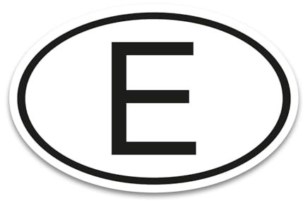 iSecur Etiqueta de código de país -E- España 17,5 cm tamaño DIN estándar I Vinilo blanco y negro resistente a la intemperie I kfz786