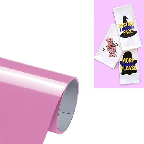 SCULPFUN Plotterfolie Textil, 30.5x183 cm Transferfolie für Textilien, Weiß Flexfolie zum Aufbügeln, Plotterfolie für DIY Shirts (Rosa)