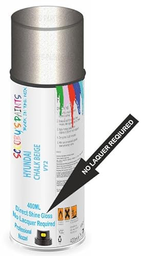 SCOOBYS PAINTS BACK IN THE MIX Direct Gloss Aerosol Spray Paint For Hyundai Chalk Beige Code: Vy2 No Lacquer Required